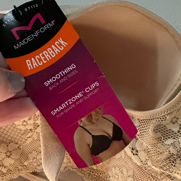NWT Maidenform Nude Color Racerback Bra w/ Lace Detail 40DD - Picture 7 of 7